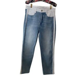 White House Black Market Straight Crop Jeans Size 8 High Rise Blue Contrast Trim